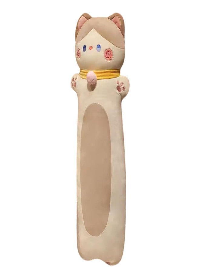 TechMax Solution Brown Neck Ball Long CAT Plush Pillow - Image 1